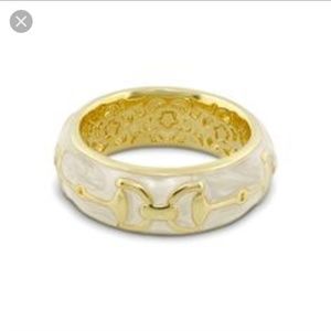 White Enammel Ring w/ Gold snaffel bit detail NWOT